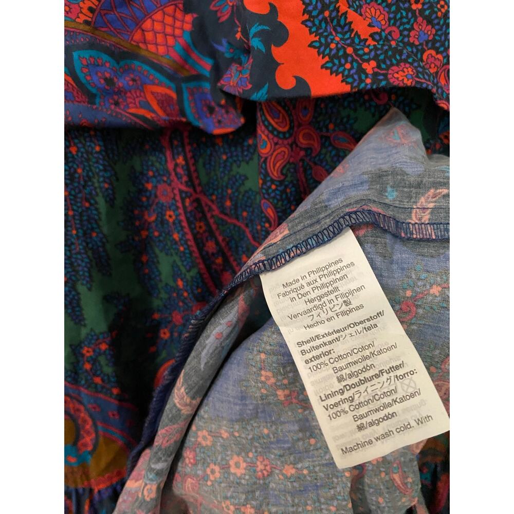 J. Crew Paisley Print Maxi Dress US 2 Tiered Ratti Scarf Colorful 100% Cotton - Picture 11 of 15